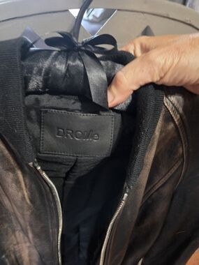 RARE DROME Black Leather Bomber Jacket